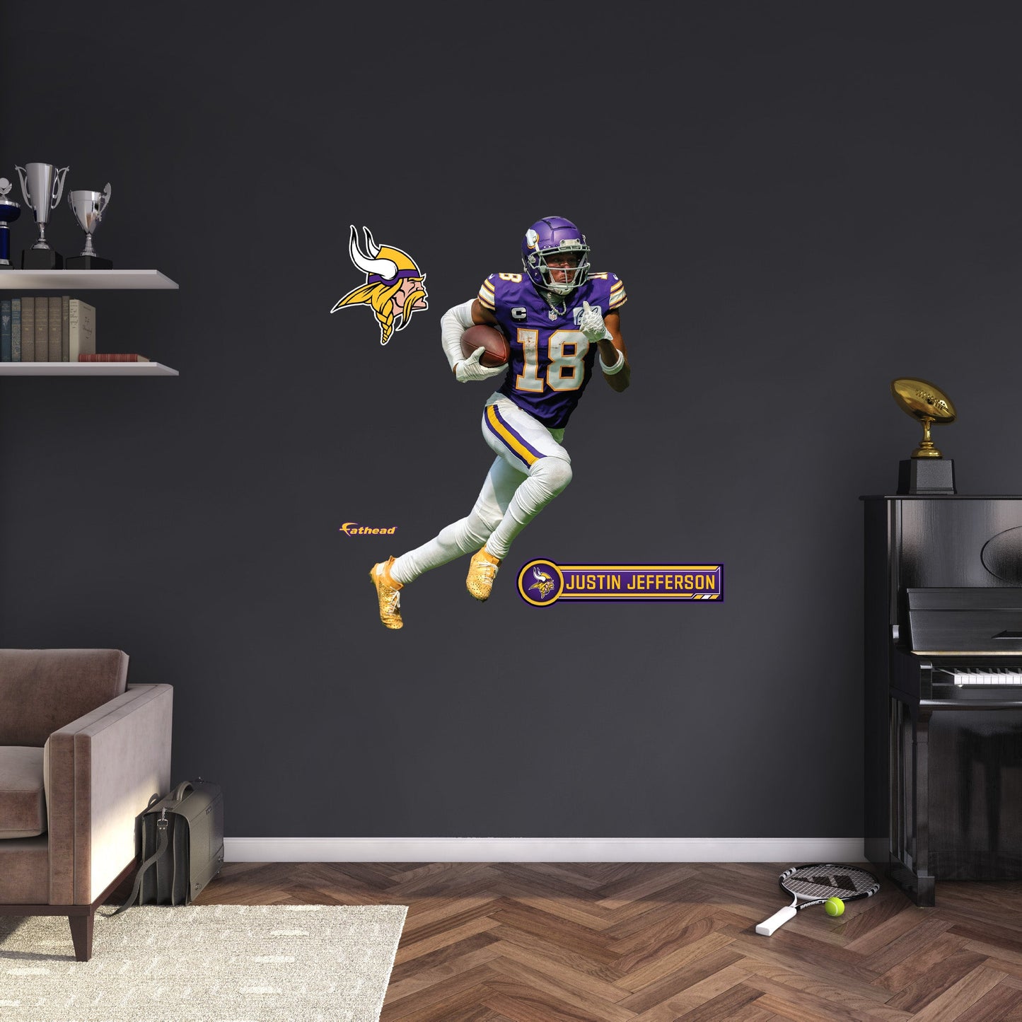 Minnesota Vikings: Justin Jefferson Throwback        - Officially Licensed NFL Removable     Adhesive Decal