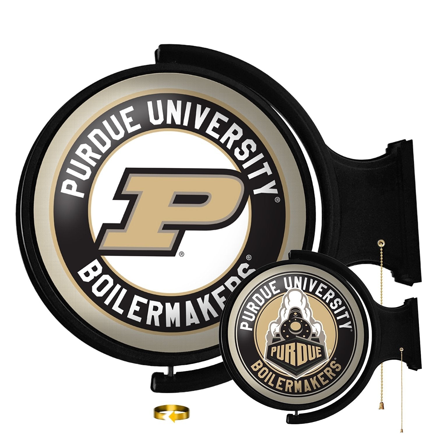 Purdue Boilermakers: Original Round Double-Sided Rotating Lighted Wall Sign - The Fan-Brand