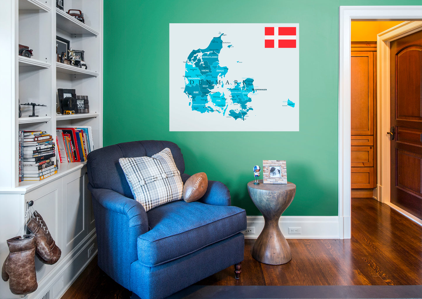 Maps of Europe: Denmark Mural        -   Removable Wall   Adhesive Decal