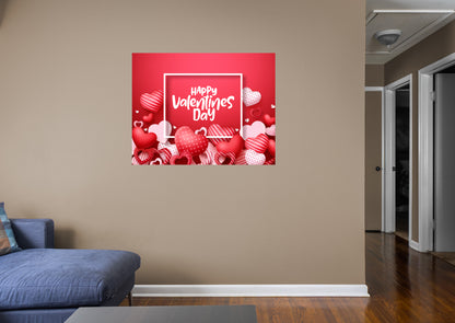 Valentine's Day: Red Hearts Mural        -   Removable     Adhesive Decal