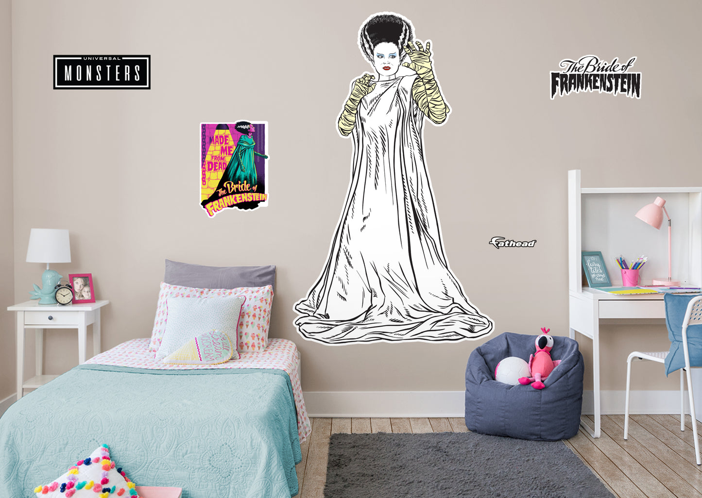 Universal Monsters: The Bride of Frankenstein Animated RealBig        - Officially Licensed NBC Universal Removable Wall   Adhesive Decal
