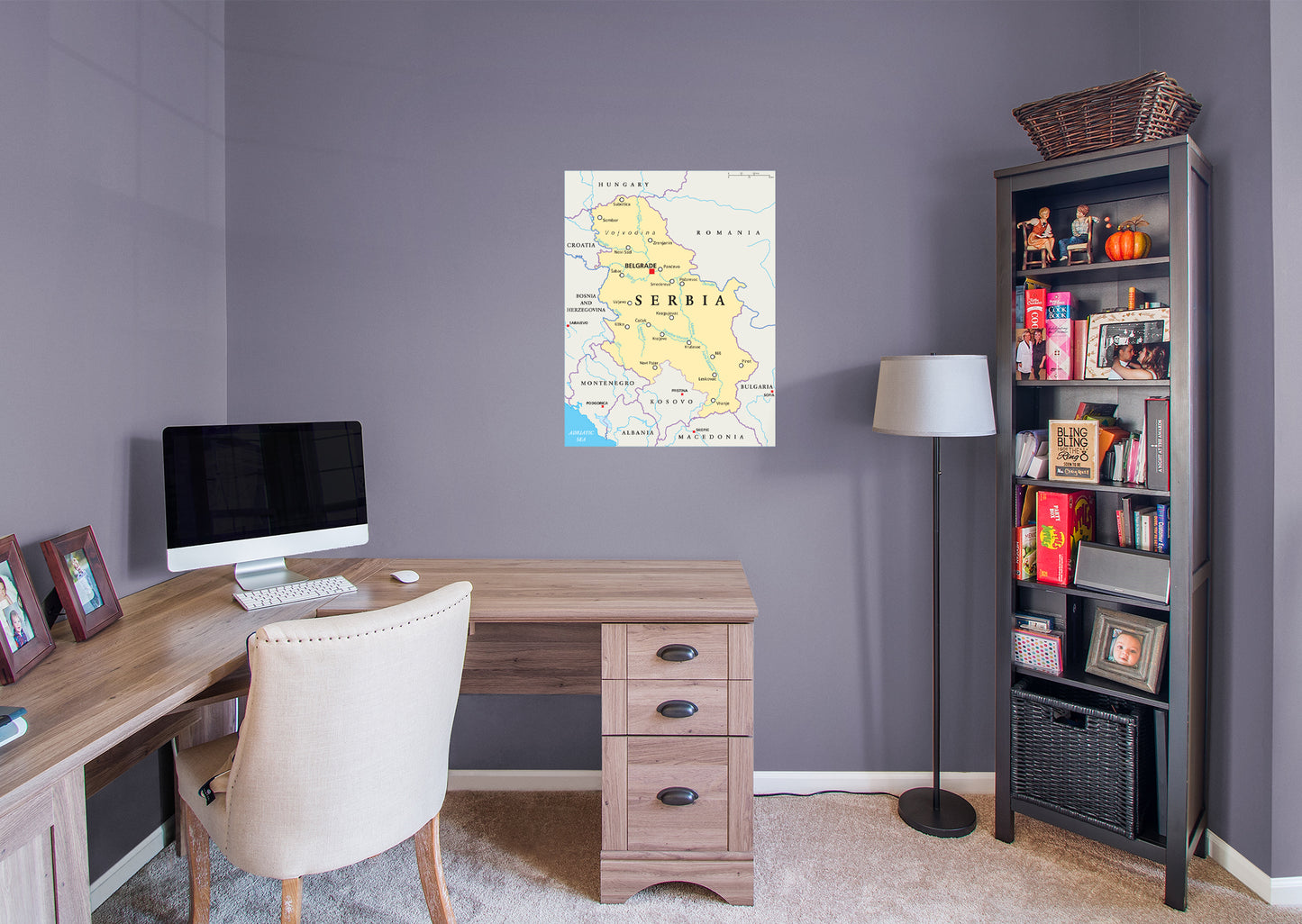 Maps of Europe: Serbia Mural        -   Removable Wall   Adhesive Decal
