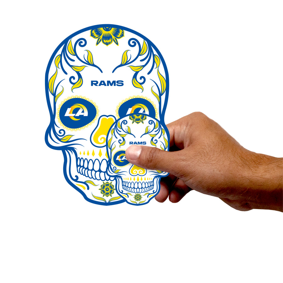 Los Angeles Rams - 5 Skull Minis (Mixed Sizes) - Official NFL - Reusable Vinyl Decals