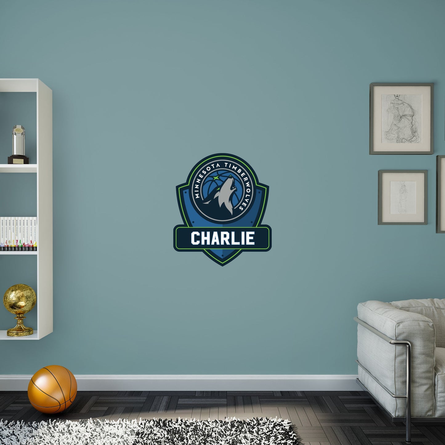 Minnesota Timberwolves: Badge Personalized Name - Officially Licensed NBA Removable Adhesive Decal