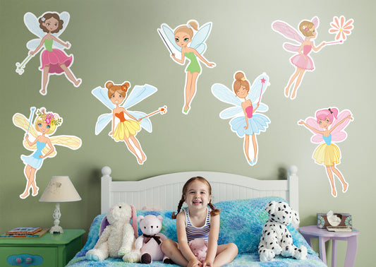 Nursery:  Cute Seven Fairies Collection        -   Removable Wall   Adhesive Decal