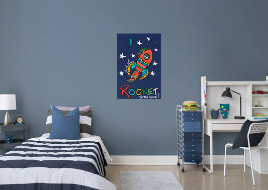 Dream Big Art:  Rocket To The Moon Mural        - Officially Licensed Juan de Lascurain Removable Wall   Adhesive Decal