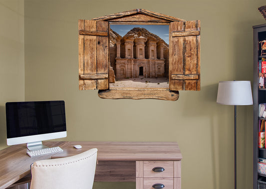 New Wonders: Petra Front Instant Windows        -   Removable Wall   Adhesive Decal