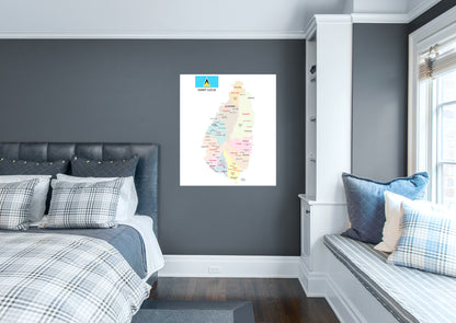 Maps of North America: Saint Lucia Mural        -   Removable Wall   Adhesive Decal