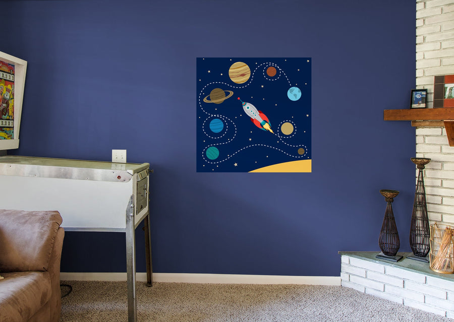 Planets:  Rocket Path Mural        -   Removable     Adhesive Decal