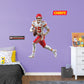 Giant Athlete + 2 Decals (31"W x 49"H) Bring the action of the NFL into your home with a wall decal of Patrick Mahomes! High quality, durable, and tear resistant, you'll be able to stick and move it as many times as you want to create the ultimate football experience in any room!