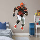 Life-Size Athlete + 2 Decals (41"W x 77"H) Invite Cleveland Browns defensive end Myles Garrett to your personal Dawg Pound with this durable vinyl wall decal. The 2017 first-round draft pick and 2018 Pro Bowl qualifier brings his defensive skills to your bedroom, office, and dog-friendly man cave. Browns Backers will appreciate the classic brown, white, and Cleveland orange, but you don't have to stay in Cleveland. Take this easily reusable decal on the road to wherever life takes you.