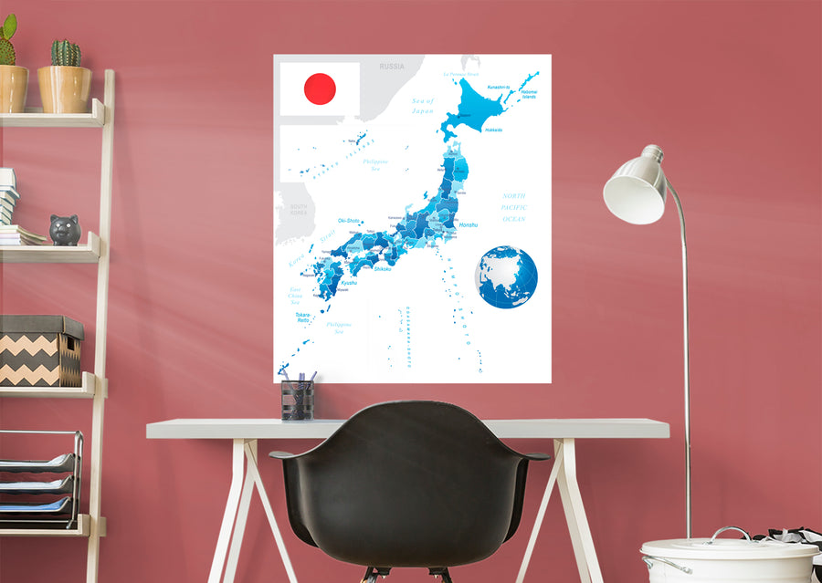 Maps of Asia: Japan Mural        -   Removable Wall   Adhesive Decal