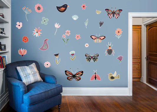 Seasons Decor: Seasons Decor Spring Flowers and Birds Collection        -   Removable Wall   Adhesive Decal