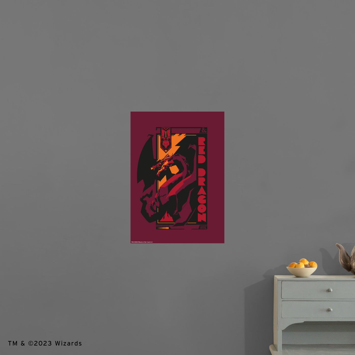 Dungeons & Dragons: Red Dragon Poster - Officially Licensed Hasbro Removable Adhesive Decal