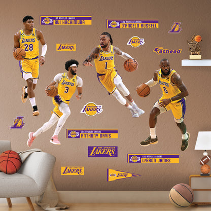Los Angeles Lakers: LeBron James, Anthony Davis, D'Angelo Russell and Rui Hachimura  Team Collection        - Officially Licensed NBA Removable     Adhesive Decal