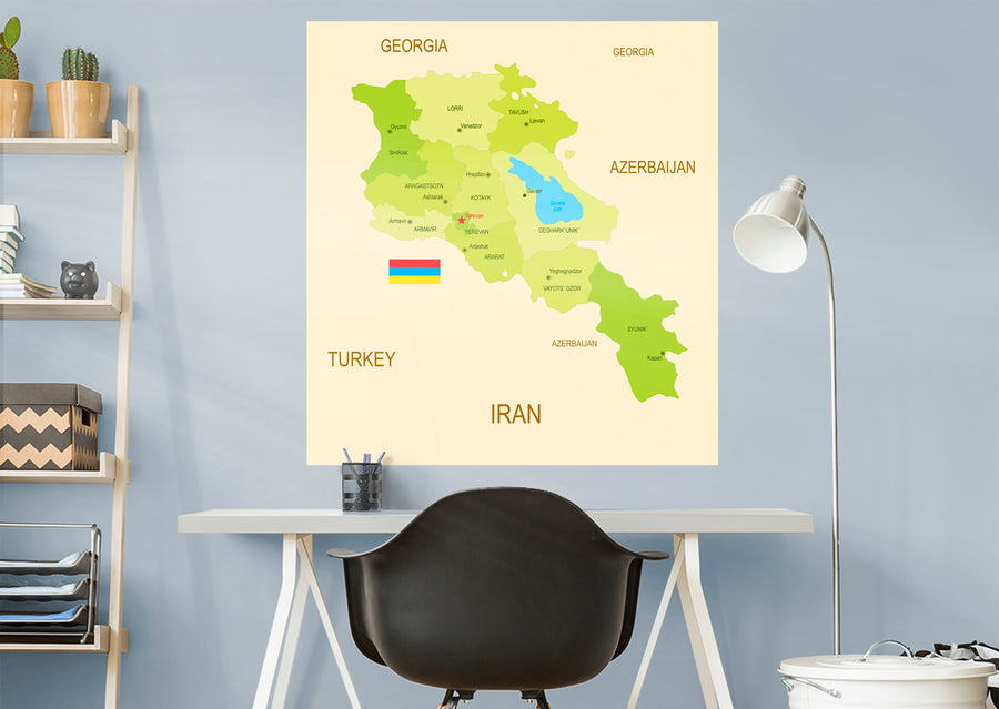 Maps of Europe: Armenia Mural        -   Removable Wall   Adhesive Decal