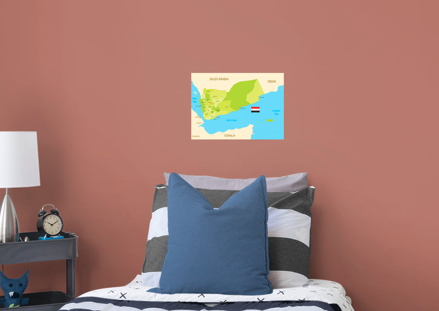 Maps of Asia: Yemen Mural        -   Removable Wall   Adhesive Decal