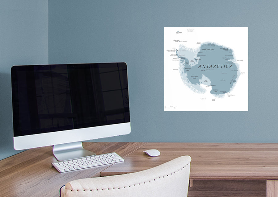 Maps: Antarctica Grey Mural        -   Removable Wall   Adhesive Decal