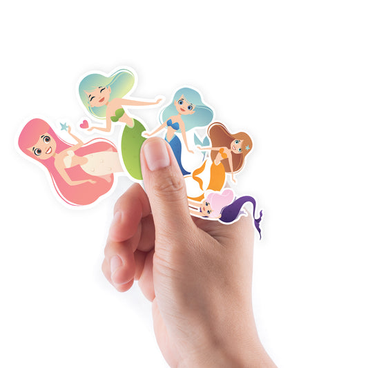 Sheet of 5 -Mythical Creatures: Mermaids Colorful Minis        -   Removable    Adhesive Decal