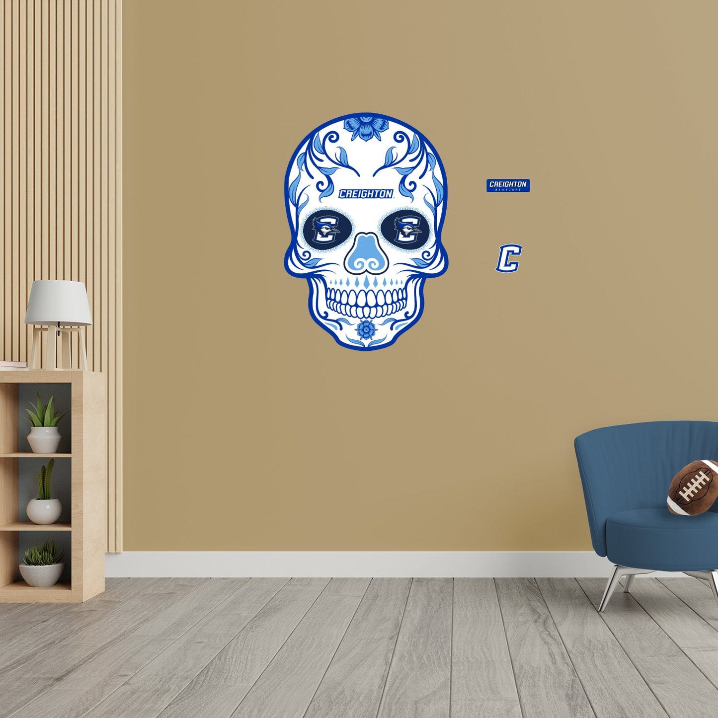 Creighton Blue Jays - RealBig Sugar Skull Collection - Official NCAA - Reusable Vinyl Wall Decals