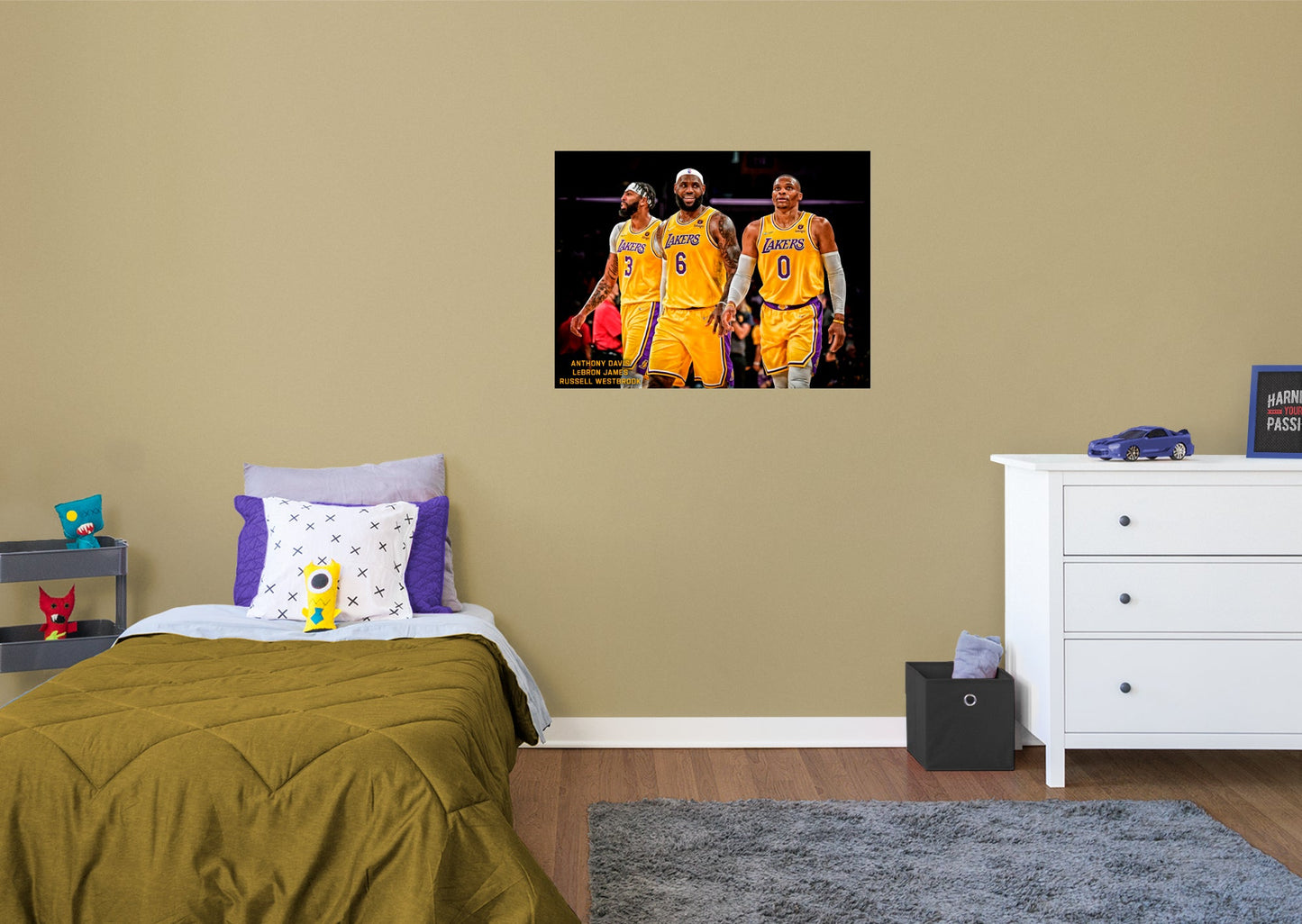Los Angeles Lakers: Anthony Davis, LeBron James, Russell Westbrook Big 3 Poster - Officially Licensed NBA Removable Adhesive Decal