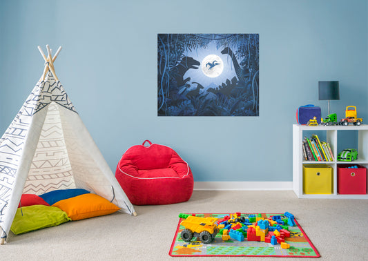 Dinosaurs:  Blue Jungle Mural        -   Removable Wall   Adhesive Decal
