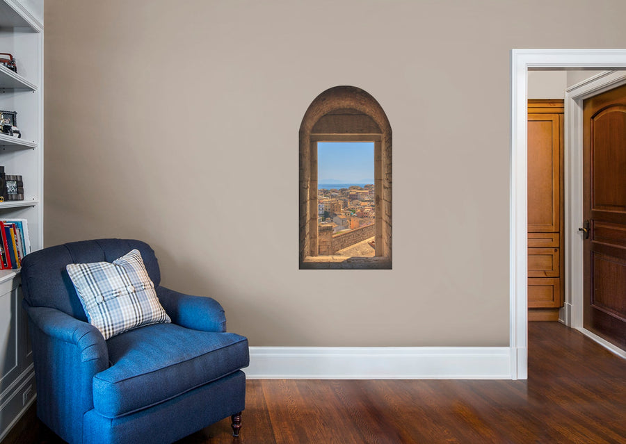 Home Decor:  Instant Window Old City        -   Removable Wall   Adhesive Decal