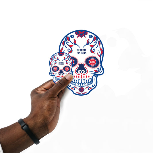 Sheet of 5 -Detroit Pistons: Skull Minis - Officially Licensed NBA Removable Adhesive Decal