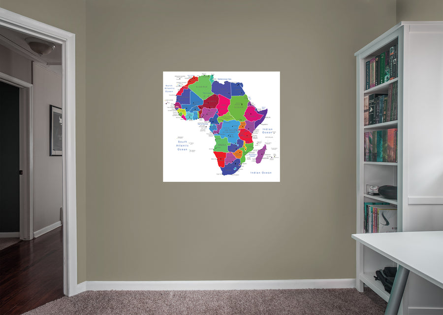 Maps: Africa Neon Mural        -   Removable Wall   Adhesive Decal