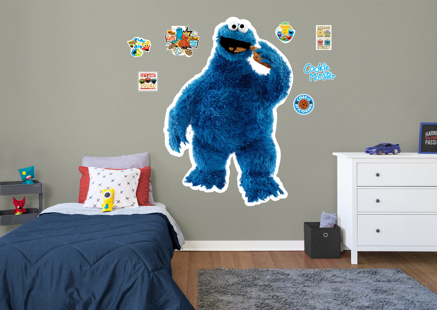 Cookie Monster RealBig        - Officially Licensed Sesame Street Removable     Adhesive Decal