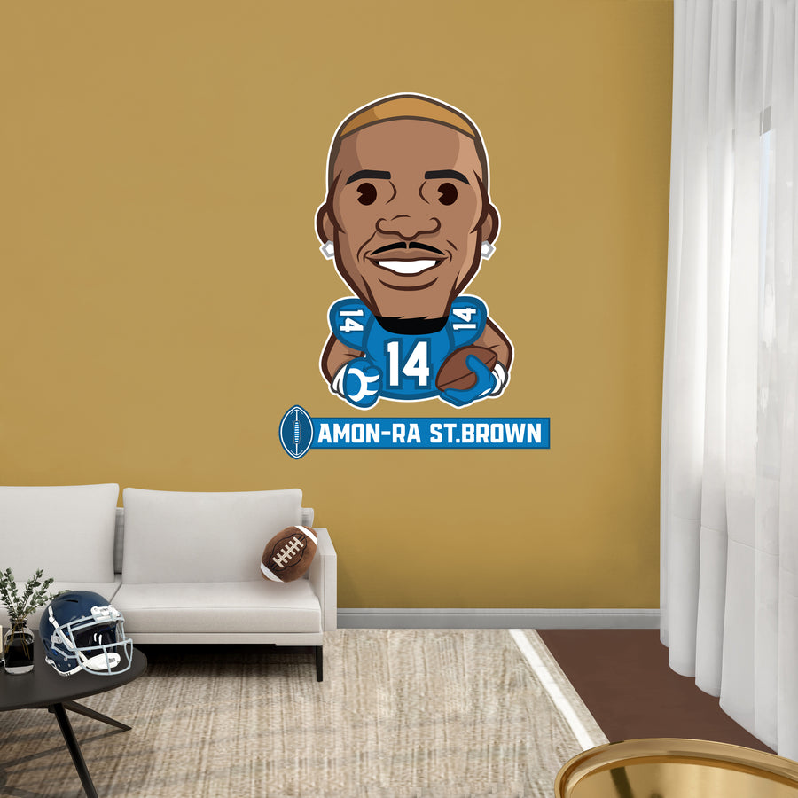 Amon-Ra St. Brown Emoji - RealBig Collection - Official NFLPA - Detroit Lions - Reusable Vinyl Wall Decals