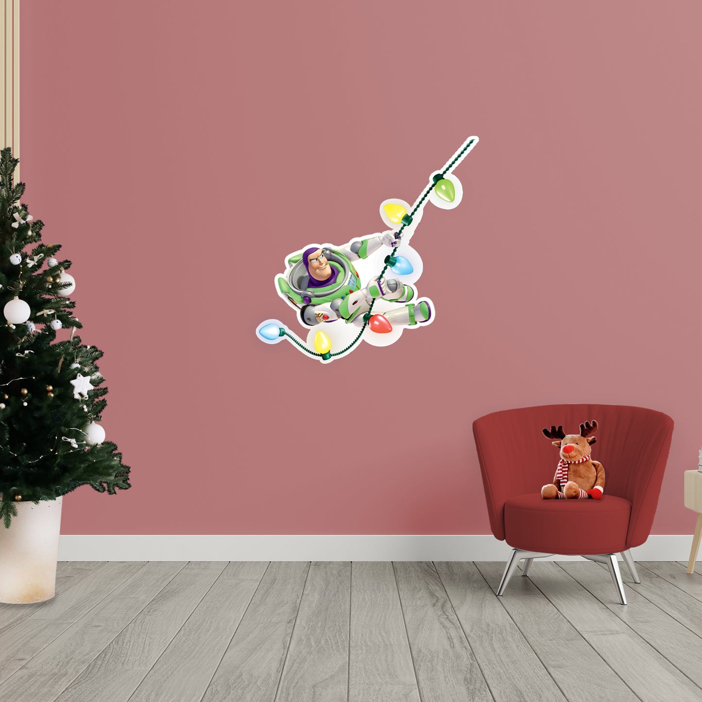 Pixar Holiday: Buzz Lightyear Swinging RealBig - Officially Licensed Disney Removable Adhesive Decal