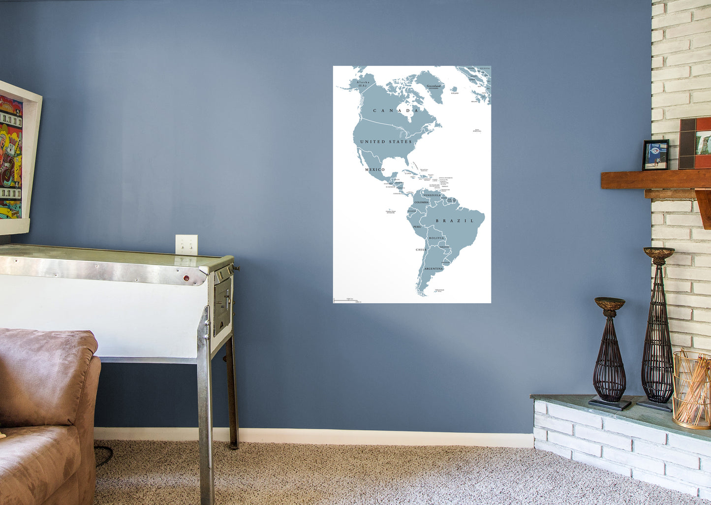 Maps: America Grey Mural        -   Removable Wall   Adhesive Decal