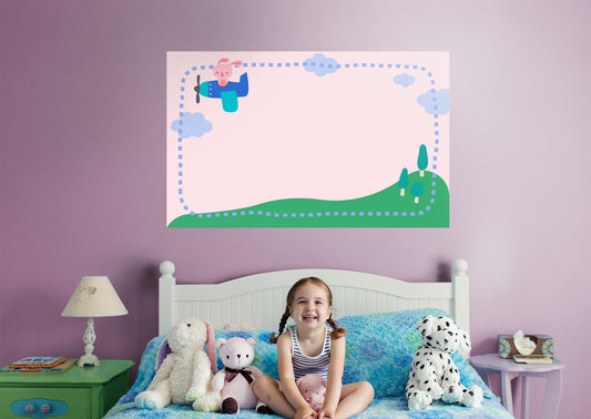Nursery: Planes Pink Rabbit Dry Erase        -   Removable Wall   Adhesive Decal