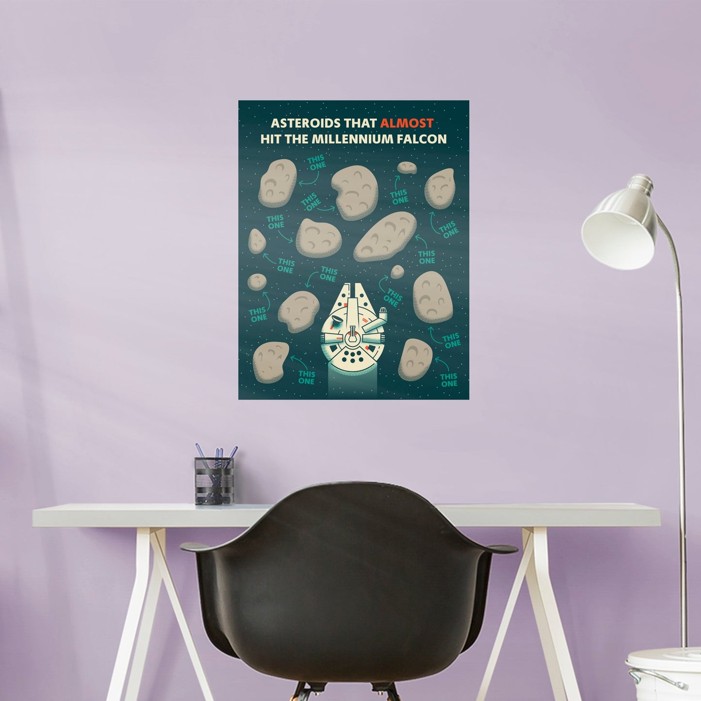 Millennium Falcon Asteroids Poster - Officially Licensed Star Wars Removable Adhesive Decal