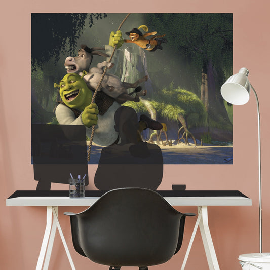 Shrek: Shrek & Donkey Video Conference Mural        - Officially Licensed NBC Universal Removable Wall   Adhesive Decal