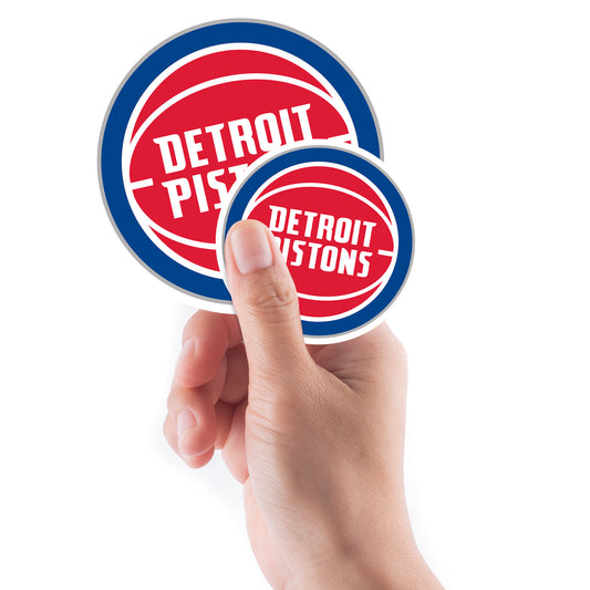 Sheet of 5 -Detroit Pistons:  2021 Logos Mini        - Officially Licensed NBA Removable Wall   Adhesive Decal