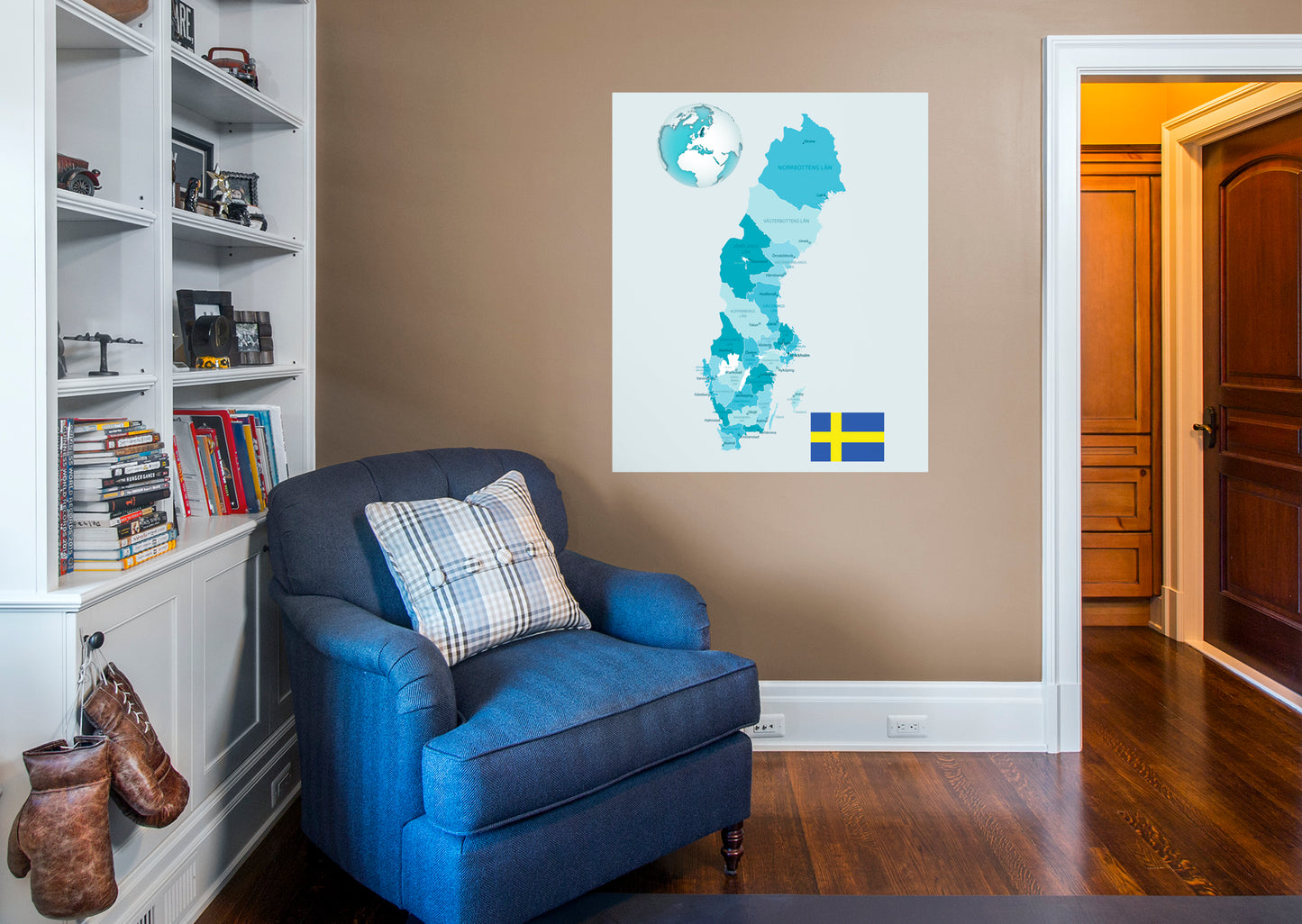 Maps of Europe: Sweden Mural        -   Removable Wall   Adhesive Decal