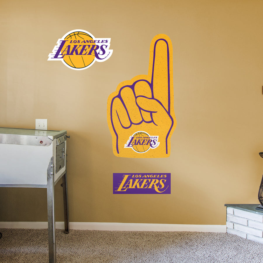 Los Angeles Lakers - RealBig Foam Finger Collection - Official NBA - Reusable Vinyl Wall Decals