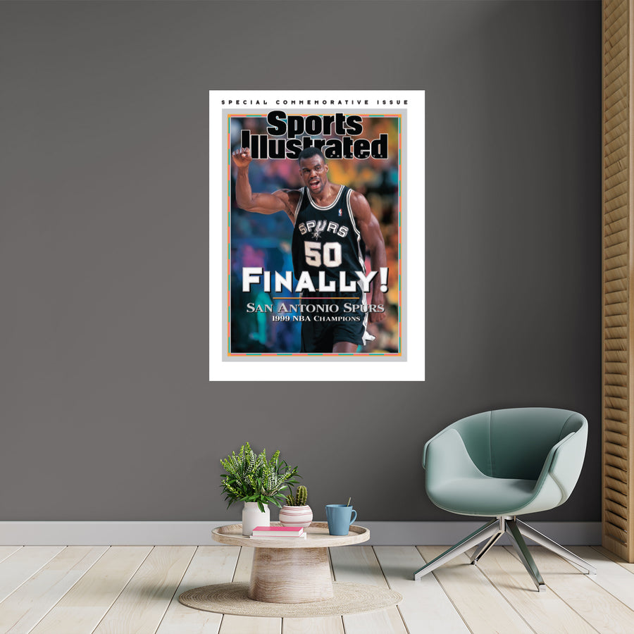 July 1999 Champions Commemorative Sports Illustrated Cover - Peel & Stick Poster - Official NBA - San Antonio Spurs - Reusable Vinyl Wall Decal