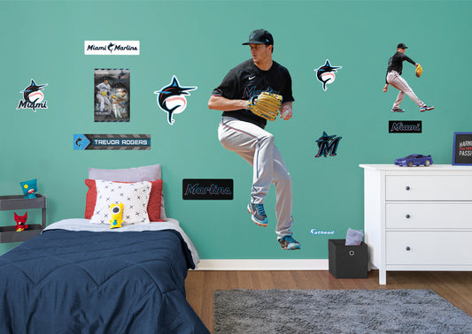 Miami Marlins: Trevor Rogers 2021        - Officially Licensed MLB Removable Wall   Adhesive Decal