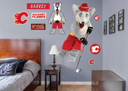 Calgary Flames: Harvey the Hound  Mascot        - Officially Licensed NHL Removable Wall   Adhesive Decal