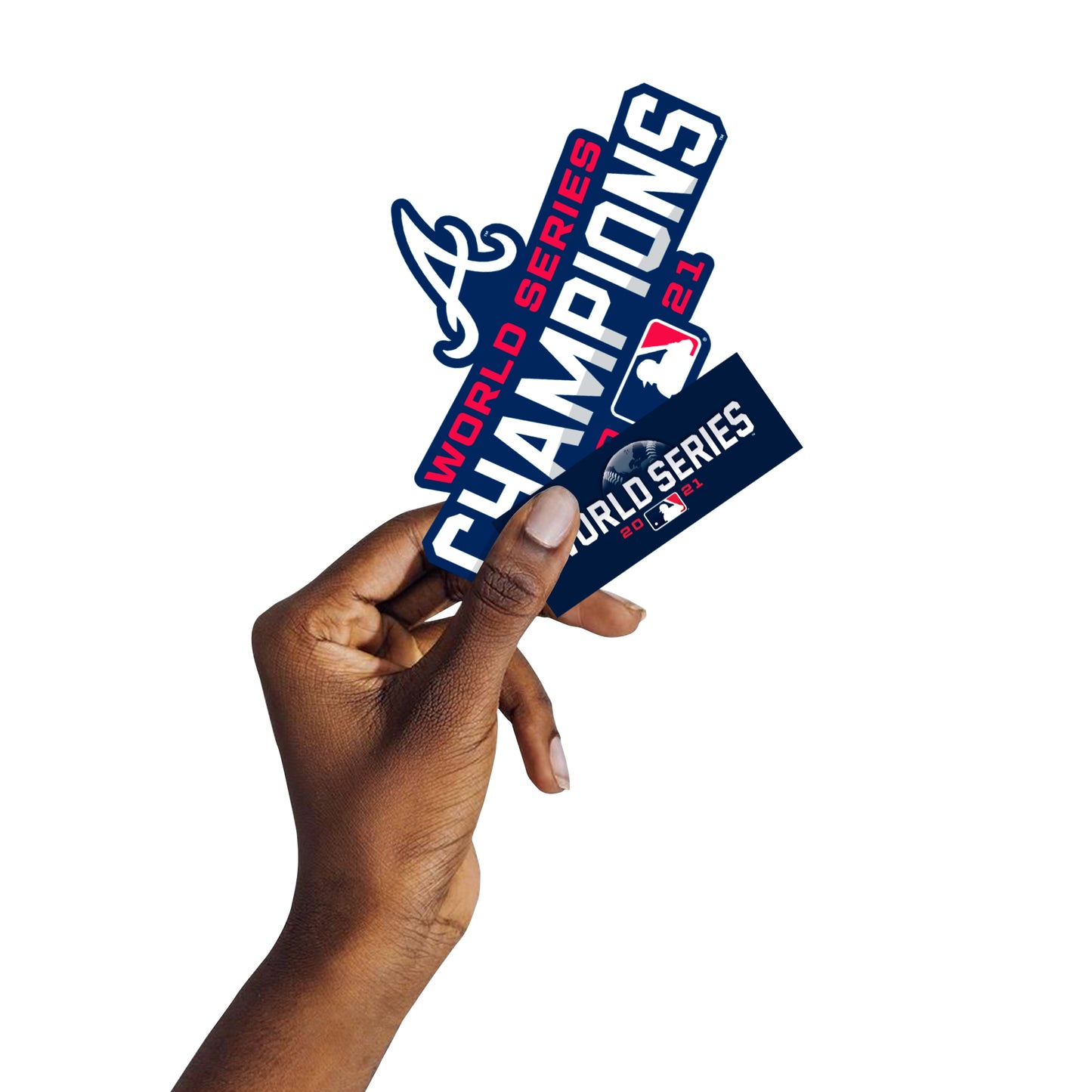 Sheet of 5 -Atlanta Braves:  2021 World Series Champions Logo MINIS        - Officially Licensed MLB Removable     Adhesive Decal