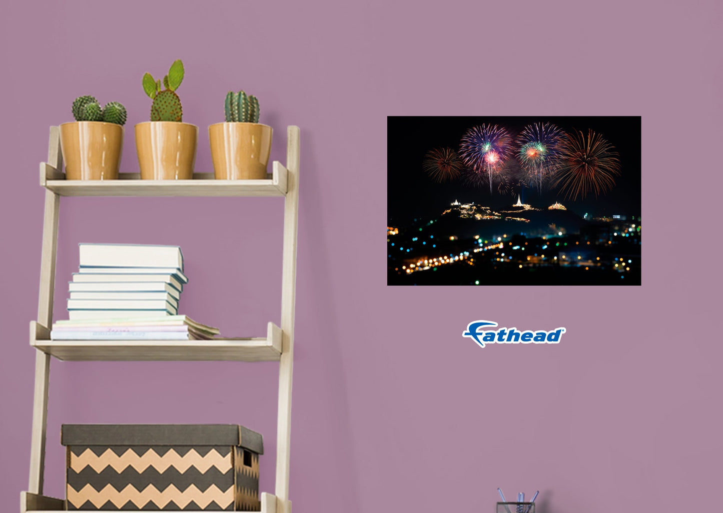 New Year: Colorful Fireworks Poster - Removable Adhesive Decal