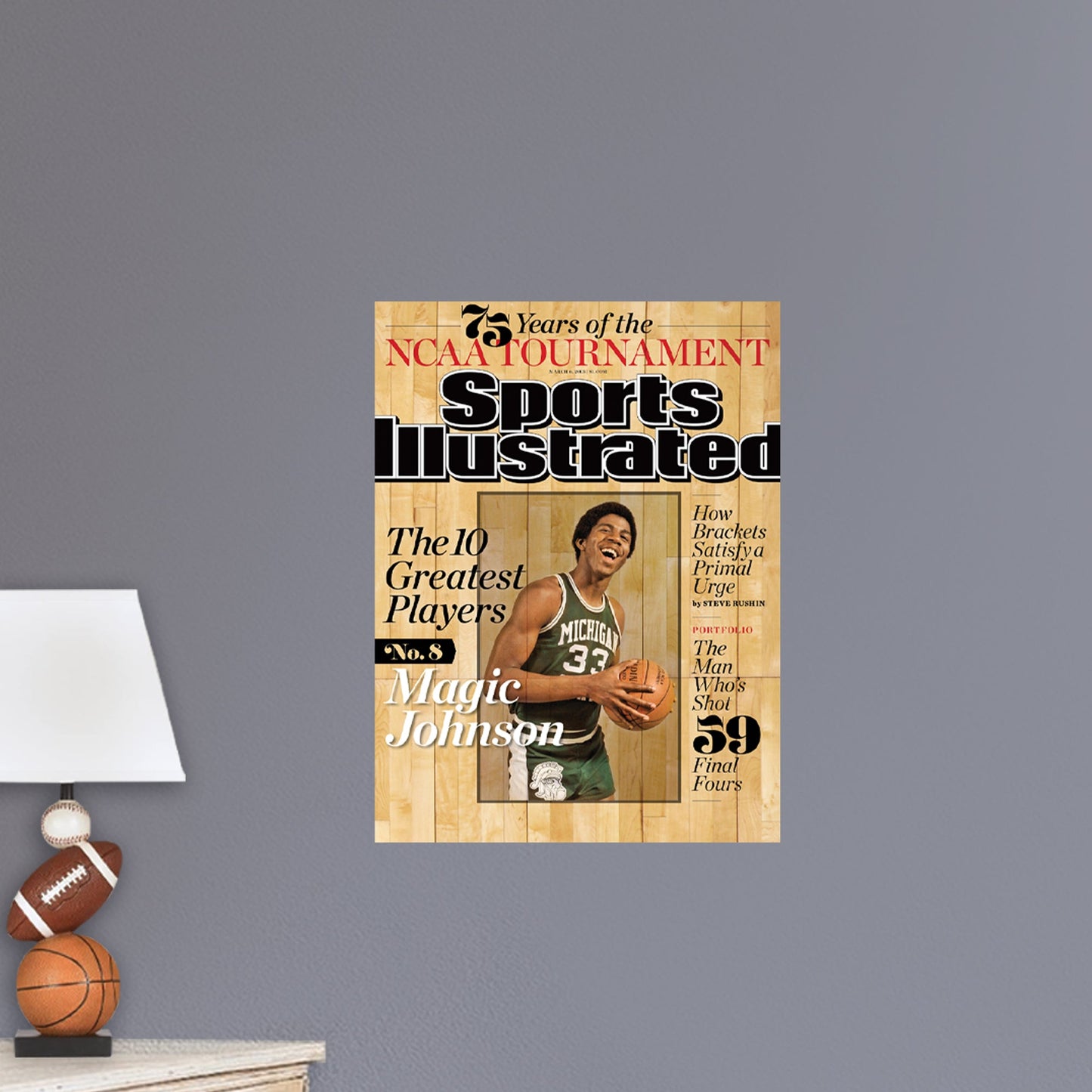 Michigan State Spartans: Magic Johnson March 2013 Sports Illustrated Cover - Officially Licensed NCAA Removable Adhesive Decal