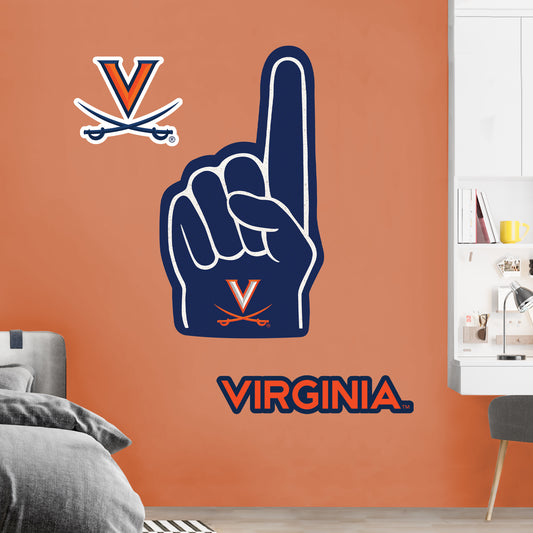 Virginia Cavaliers:    Foam Finger        - Officially Licensed NCAA Removable     Adhesive Decal