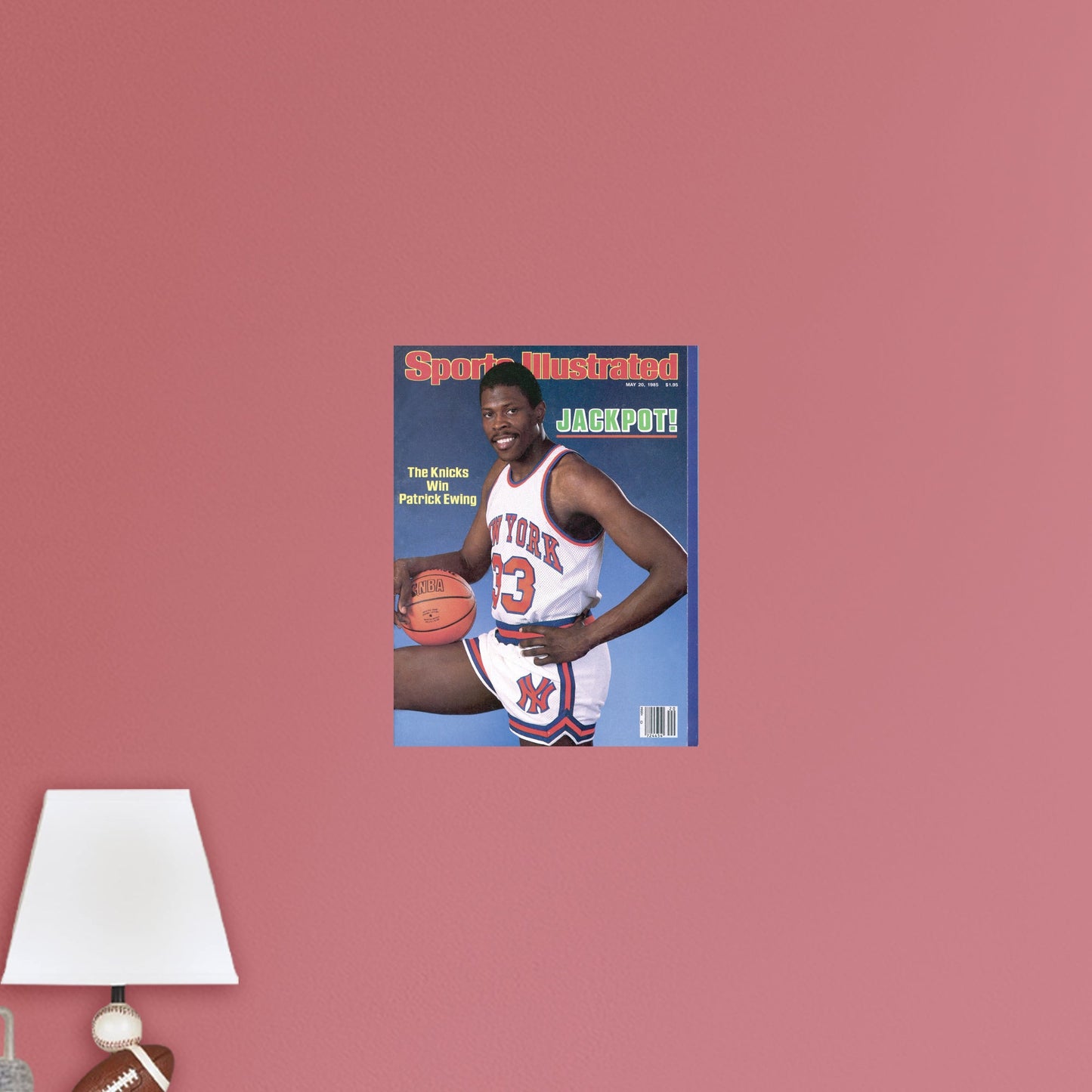New York Knicks: Patrick Ewing May 1985 Sports Illustrated Cover - Officially Licensed NBA Removable Adhesive Decal
