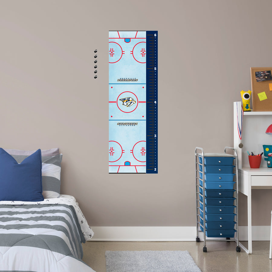Rink - Growth Chart - Official NHL - Nashville Predators - Reusable Vinyl Wall Decal