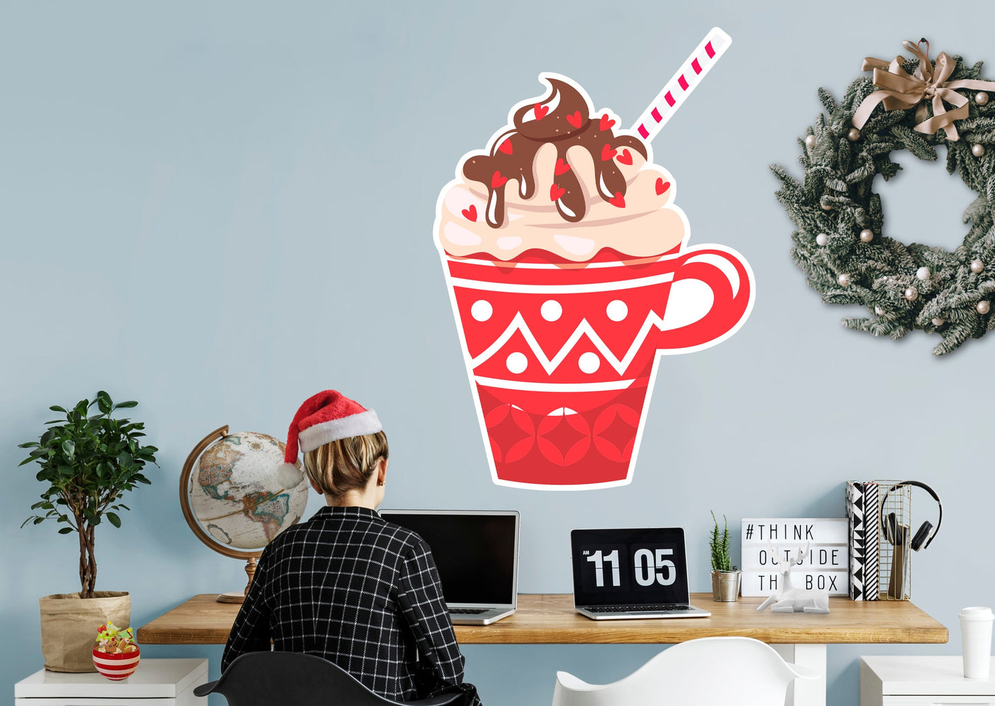 Christmas: Heart Hot Chocolate Icon - Removable Adhesive Decal