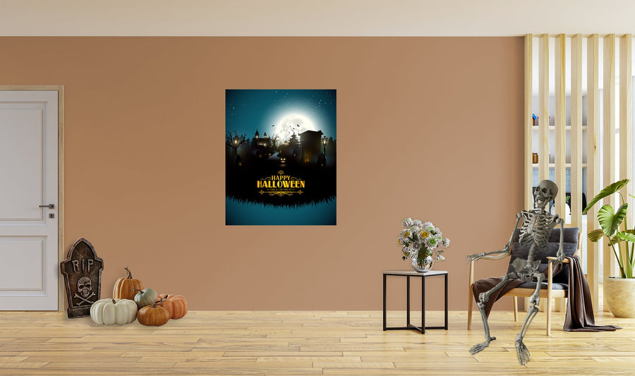 Halloween:  Dark Alley Mural        -   Removable Wall   Adhesive Decal